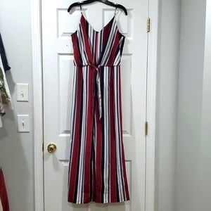 Women's wide leg striped jumpsuit, 10